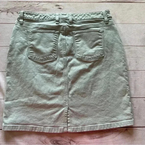 L.L.BEAN Womens Favorite Fit Denim Straight Pencil Jean Skirt 12R, Back Slit - Picture 4 of 11